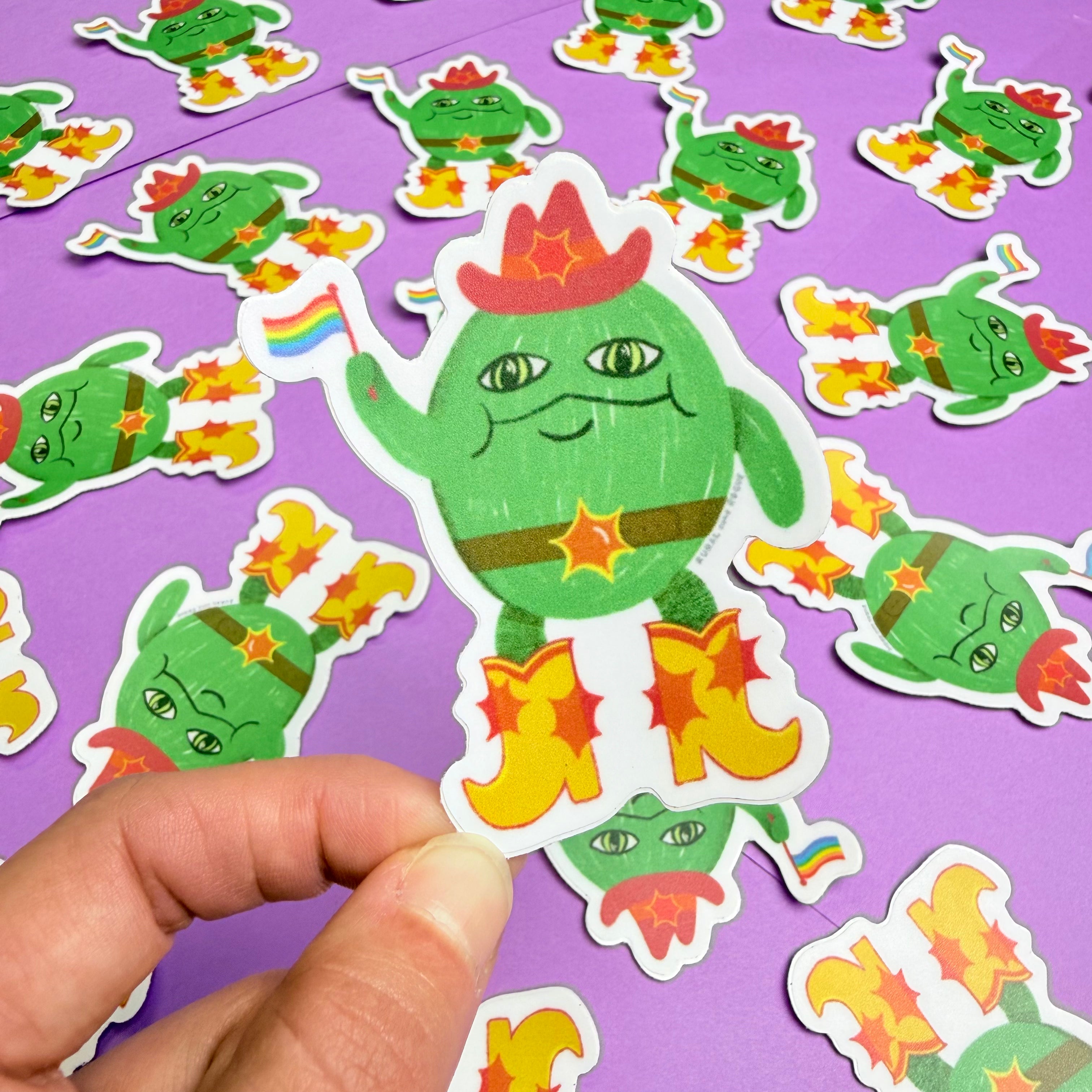 Rootin' Tootin' Pride Flag Totin' Frog Sticker