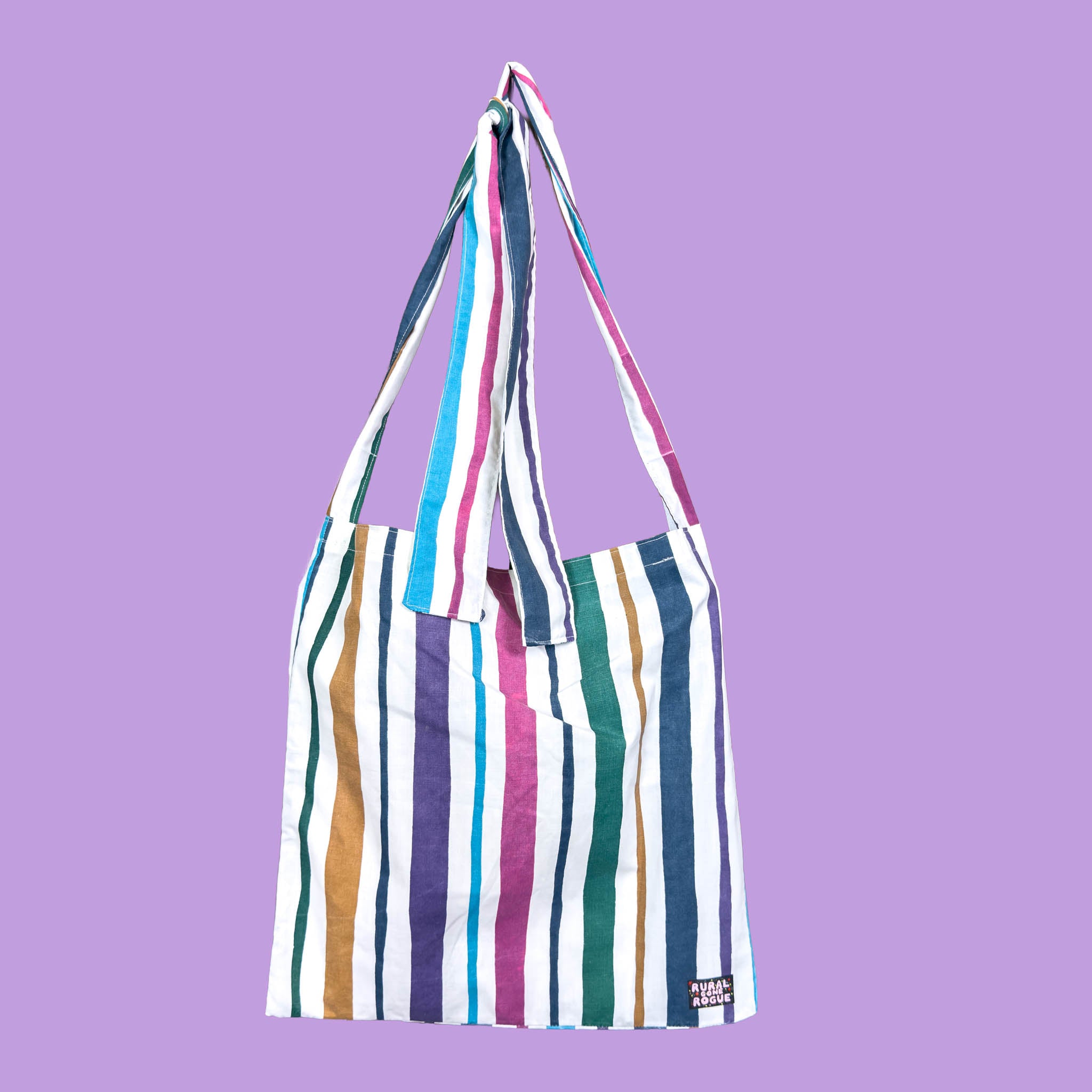 Striped Tie Strap Tote Bag
