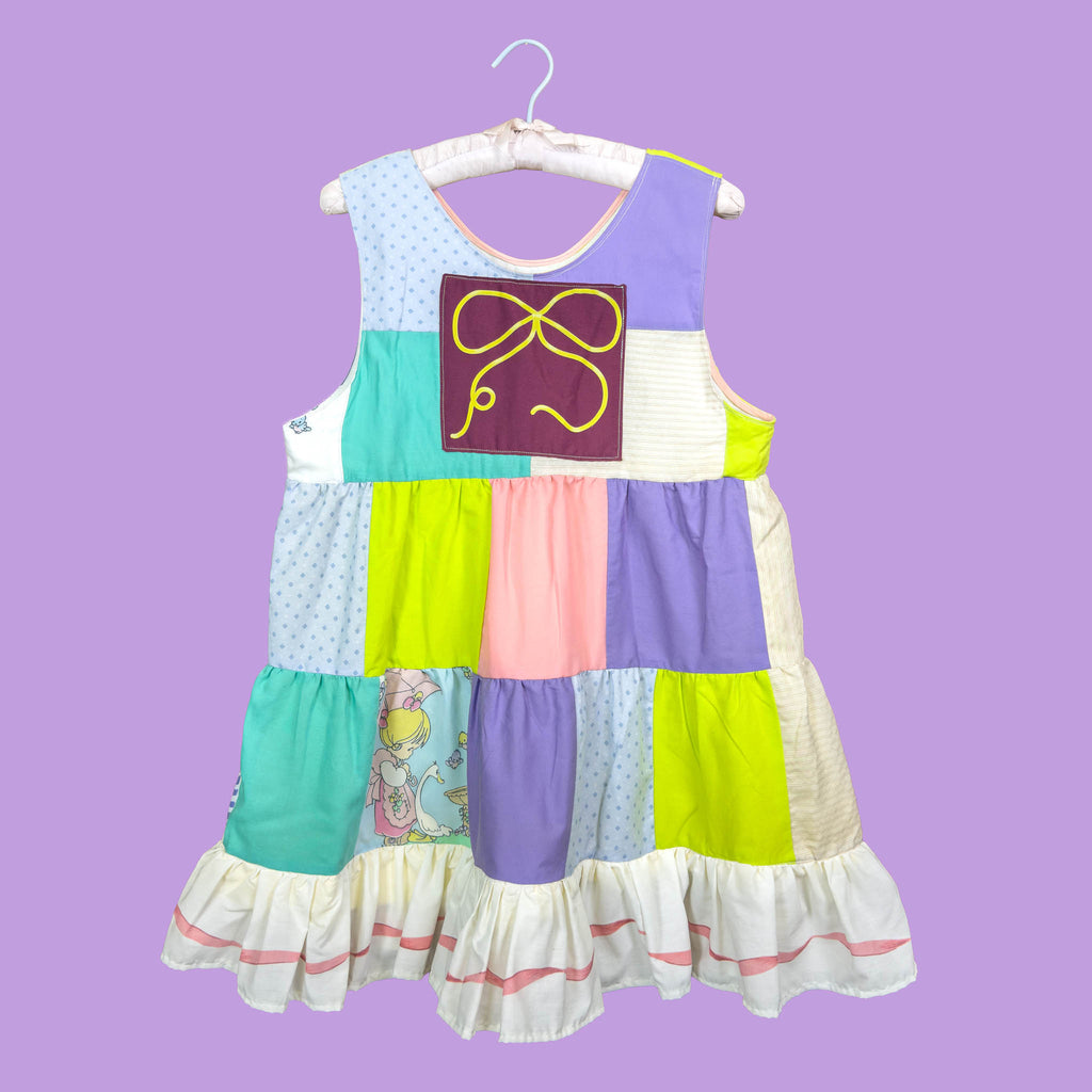 Patchwork Ribbon Babydoll Dress (S)