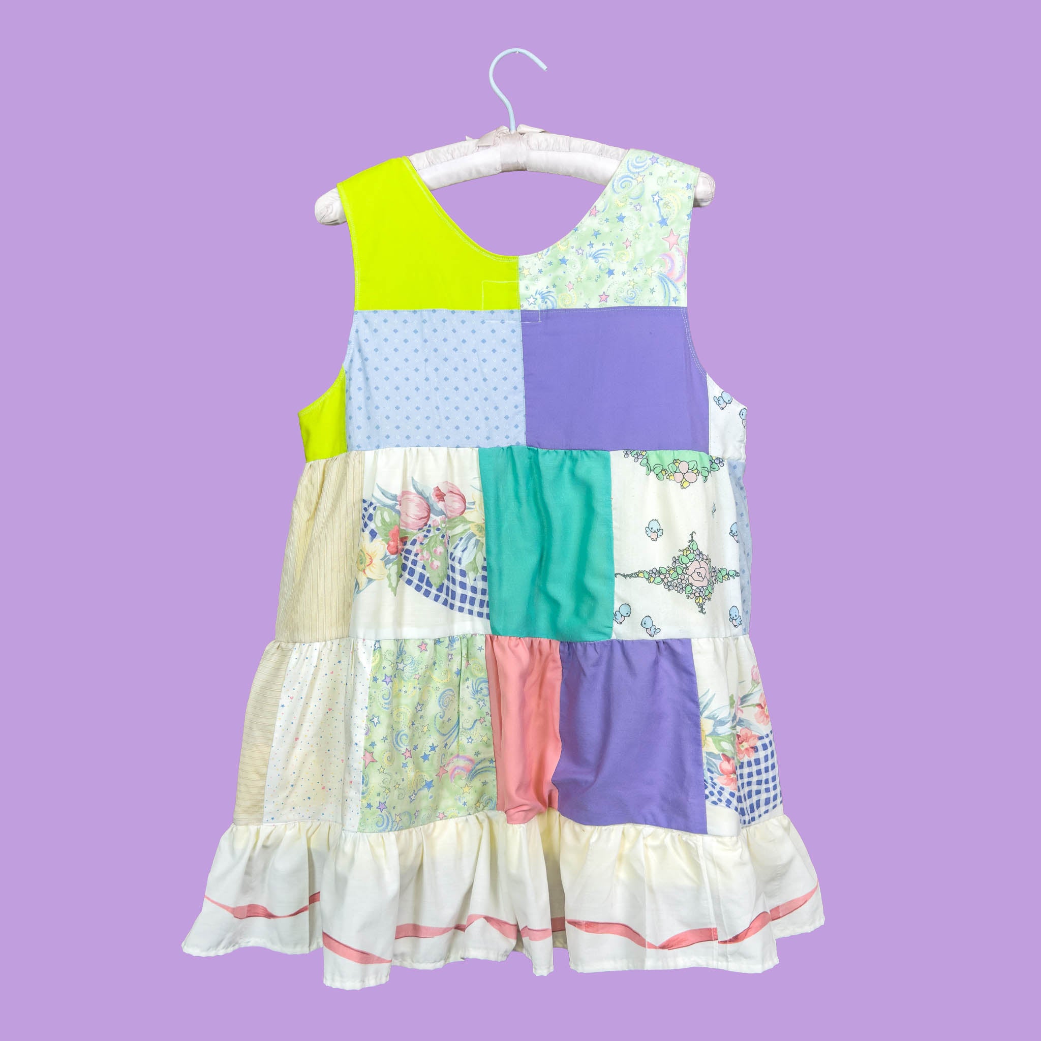 Patchwork Ribbon Babydoll Dress (S)