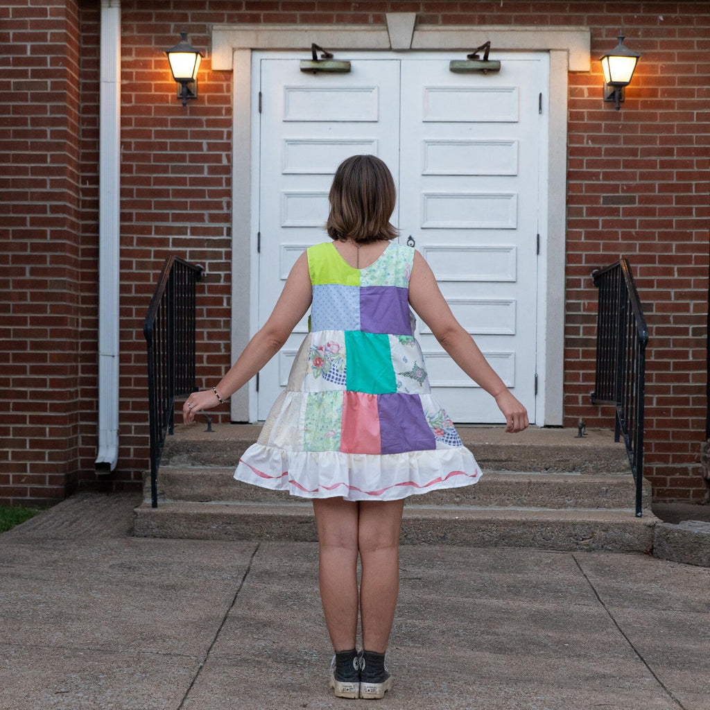 Patchwork Ribbon Babydoll Dress (S)
